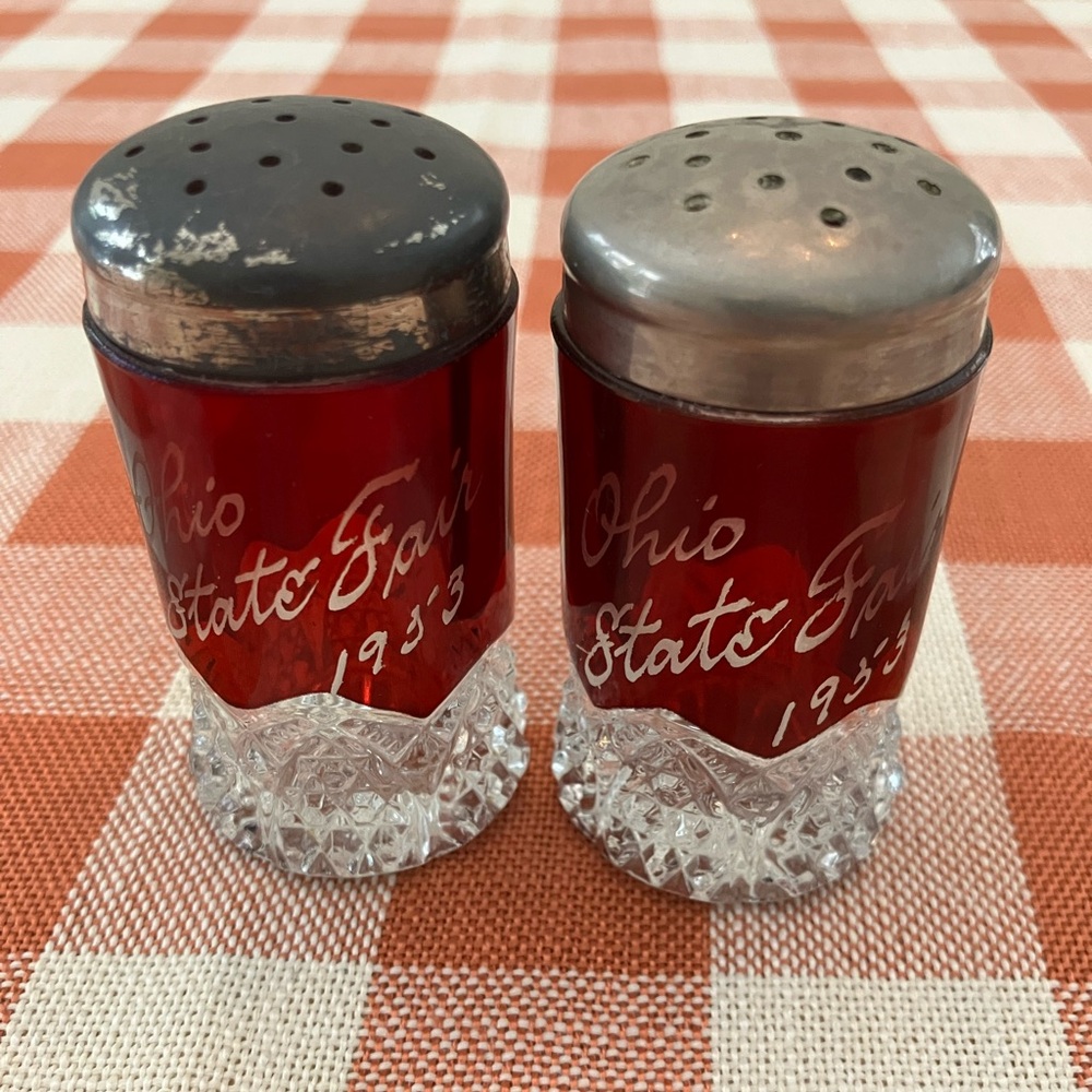 Vintage 1953 Ohio State Fair Salt and Pepper Shakers.